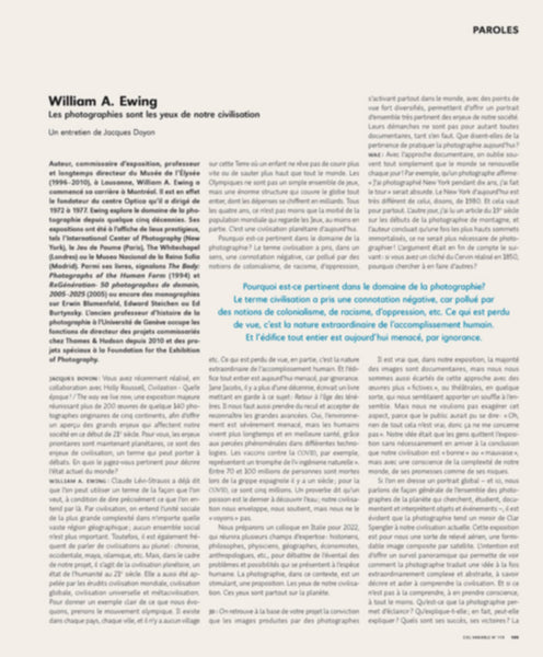 CV119 - William A. Ewing, Les photographies sont les yeux de notre civilisation — Jacques Doyon